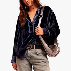 Free People Luxy Solid Velvet Tunic Top